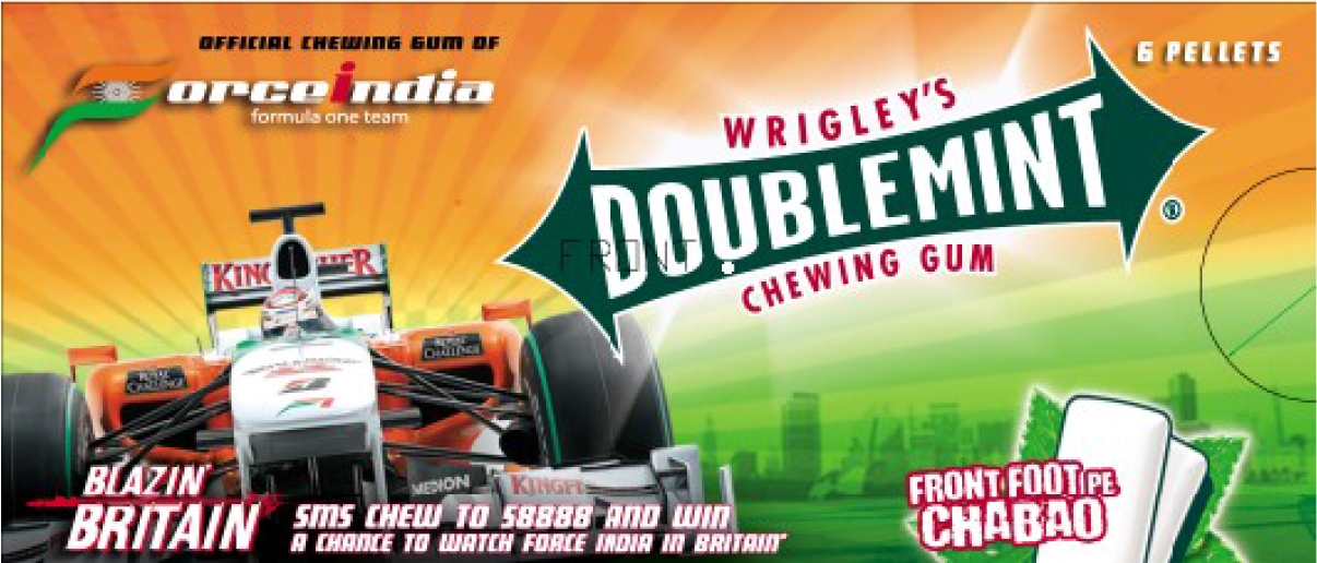 Creatigies got Wrigley’s brand Doublemint to ride on the fast track by being the Official Gum Partner of Team Force India 2009 – 10