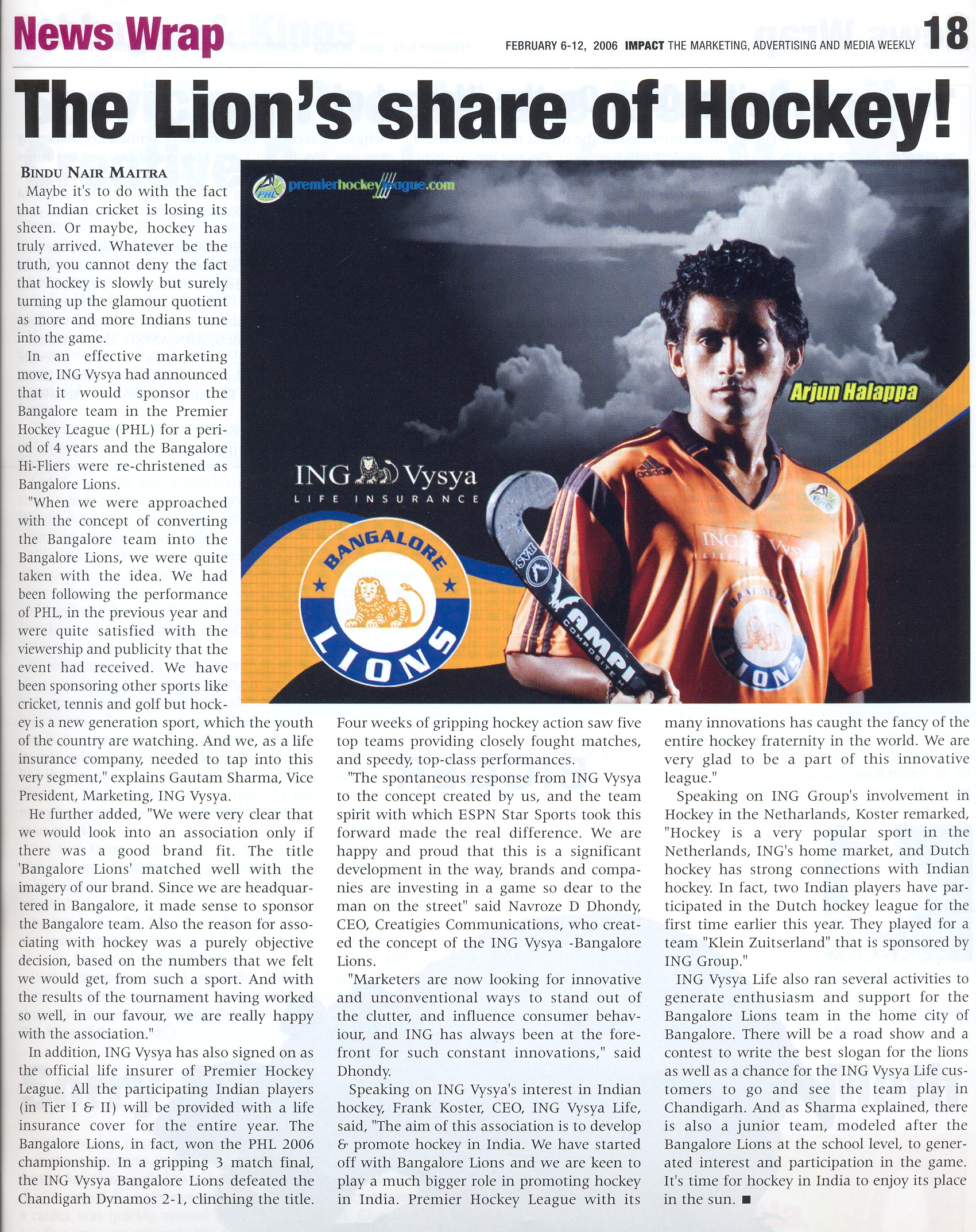 ING Vysya Life Insurance – Premier Hockey League 2005 - 06